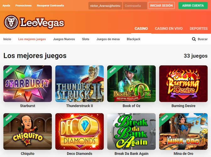 LeoVegas mejores juegos