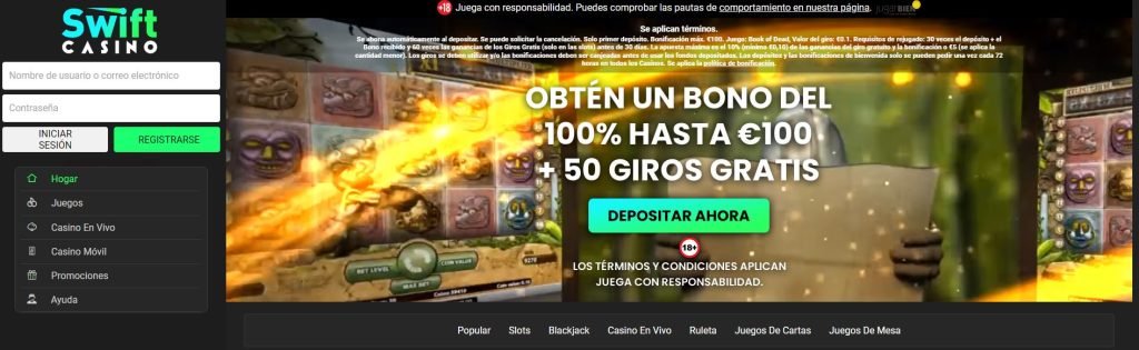 Página principal del casino online Swift